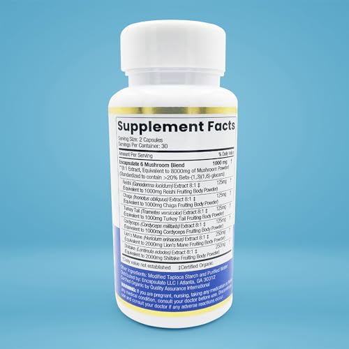 6 Mushroom Blend Caps - Reishi, Chaga, Lion's Mane