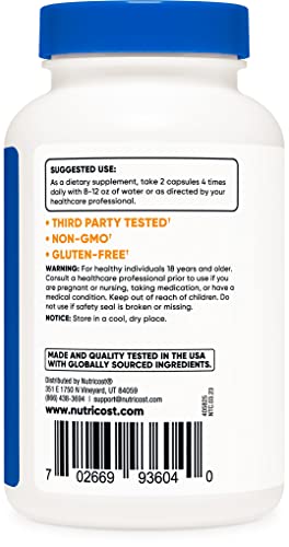 Nutricost Alpha GPC 600mg 120 Vegetarian Capsules Biohacking