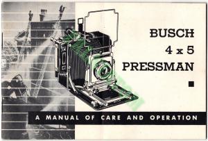Busch Pressman 4x5 Camera Manual