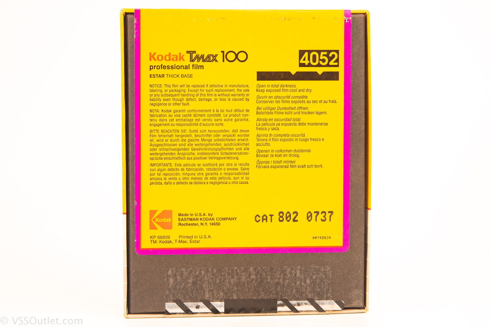 Vintage Kodak TMAX 100 4x5 B&W Film (Box of 25)