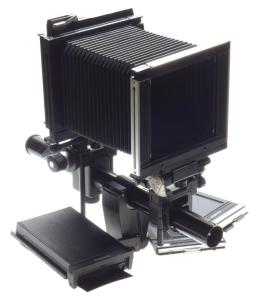 Black 4x5 SINAR F Large format camera black body polaroid back film insert clean