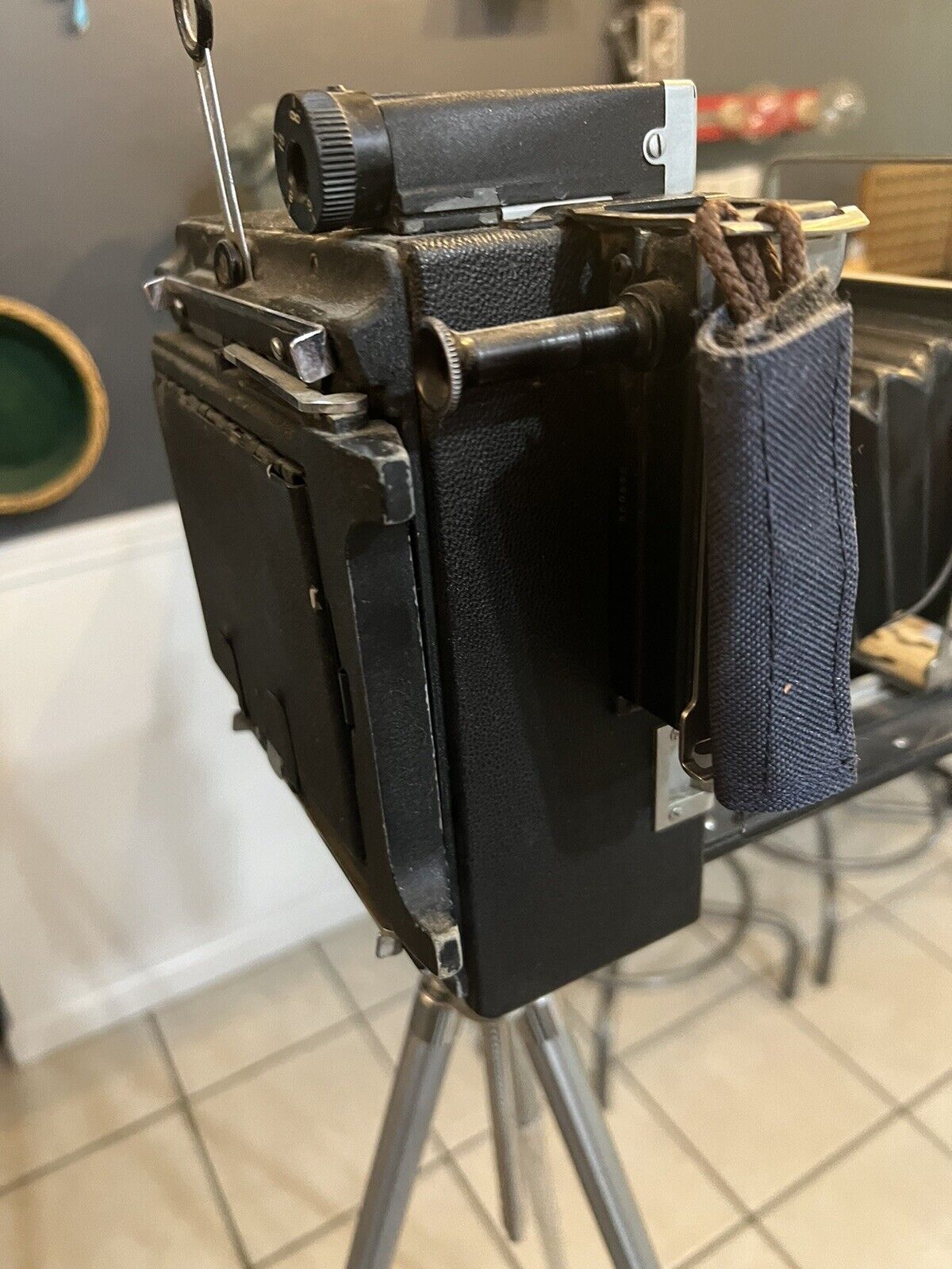 Graflex Press Large Format Camera with Chrome Tripod