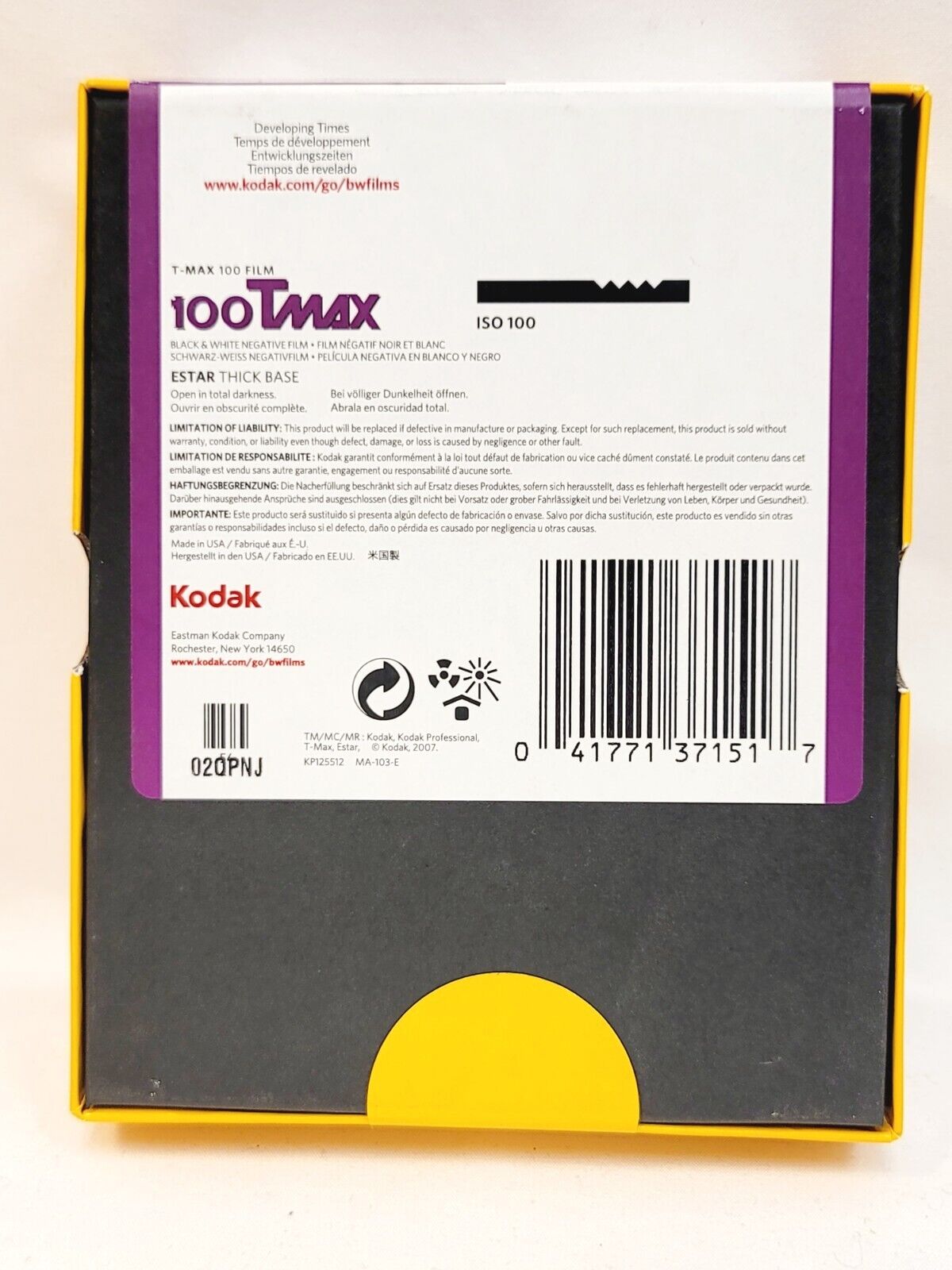 Kodak TMax 100 TMX 4x5 Black & White Film