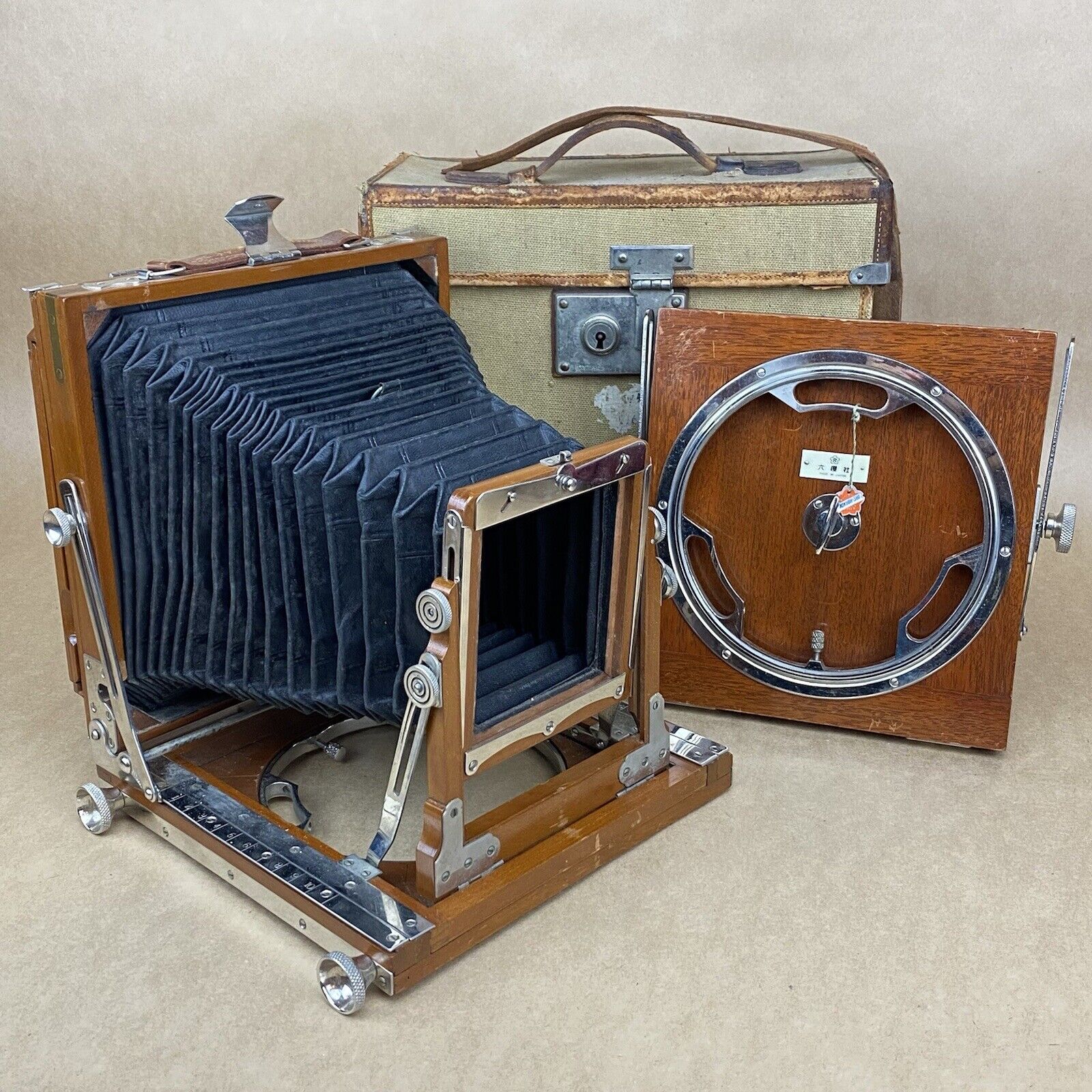 Vintage Wooden Field Camera 4x5 with Original Case