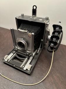 Linhof Technika III 4x5 Large Format Camera, German, Grip w. thumb release grip.
