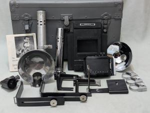 📸 HUGE Vintage GRAFLEX  HEILAND 4x5 Camera Accessory Lot Sliding Back, Flash