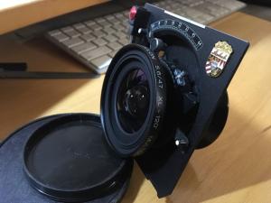 Schneider Super Angulon 47f/5.6 XL-120°,center spot filter,recessed Linhof board