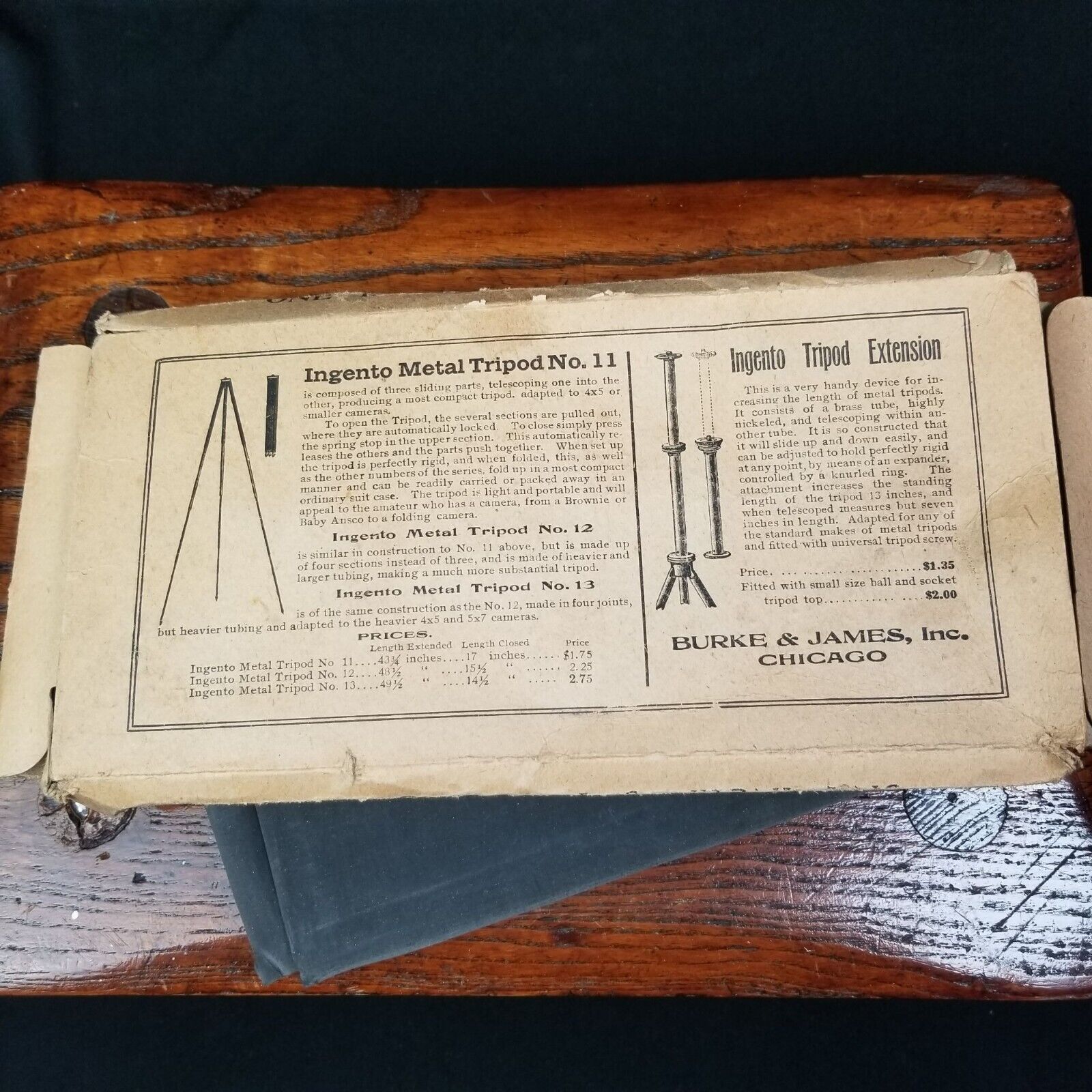 Vintage Burke & James Ingento Large Format Camera Accessories