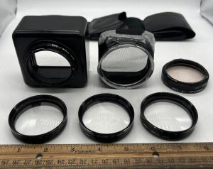 Hasselblad Lens & Shade Lot With Leather Case Rokundar 58mm Mixed Lot Excellent