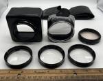 Hasselblad Lens & Shade Lot With Leather Case Rokundar 58mm Mixed Lot Excellent