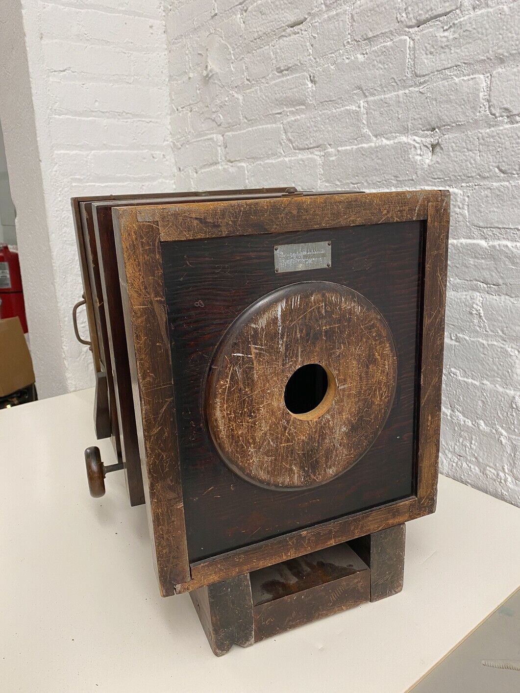 Vintage wooden large format camera