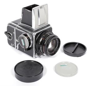 Hasselblad 500C 6X6 camera w/ Planar 80mm F2.8 C T* lens + A12 Back + WLF #2400