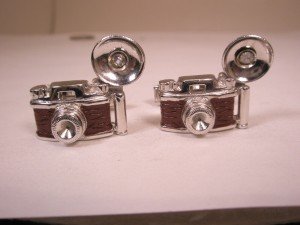 Vintage SWANK Rhinestone Flash Camera Cuff Links