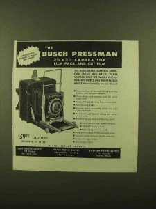 1943 Busch Pressman Vintage Camera Ad - Limited Edition