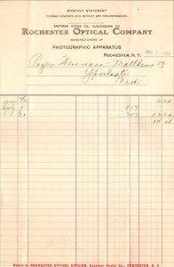 Rochester Optical 1907 Vintage Billhead Document