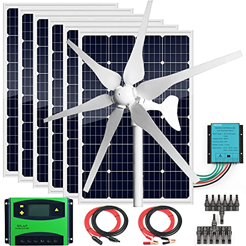 AUECOOR 1120W 12V Hybrid Solar Panel Wind Turbine