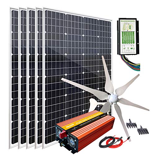 1000W Wind Turbine Generator Kit + Solar Panels + Inverter