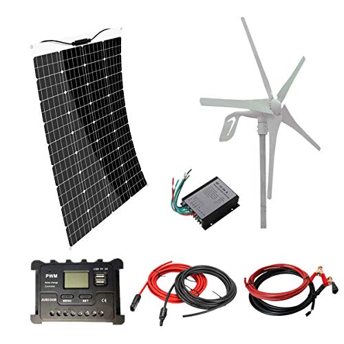 500W Solar Wind Power Kit: 120W Solar Panel + 400W Wind Turbine - RV, Boat, Cabin