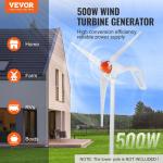 500W 12V Wind Turbine with MPPT Anemometer