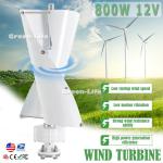 12V Vertical Wind Turbine 800W with Charge Controller