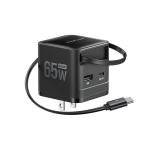65W USB C Fast Charger with Retractable Cable