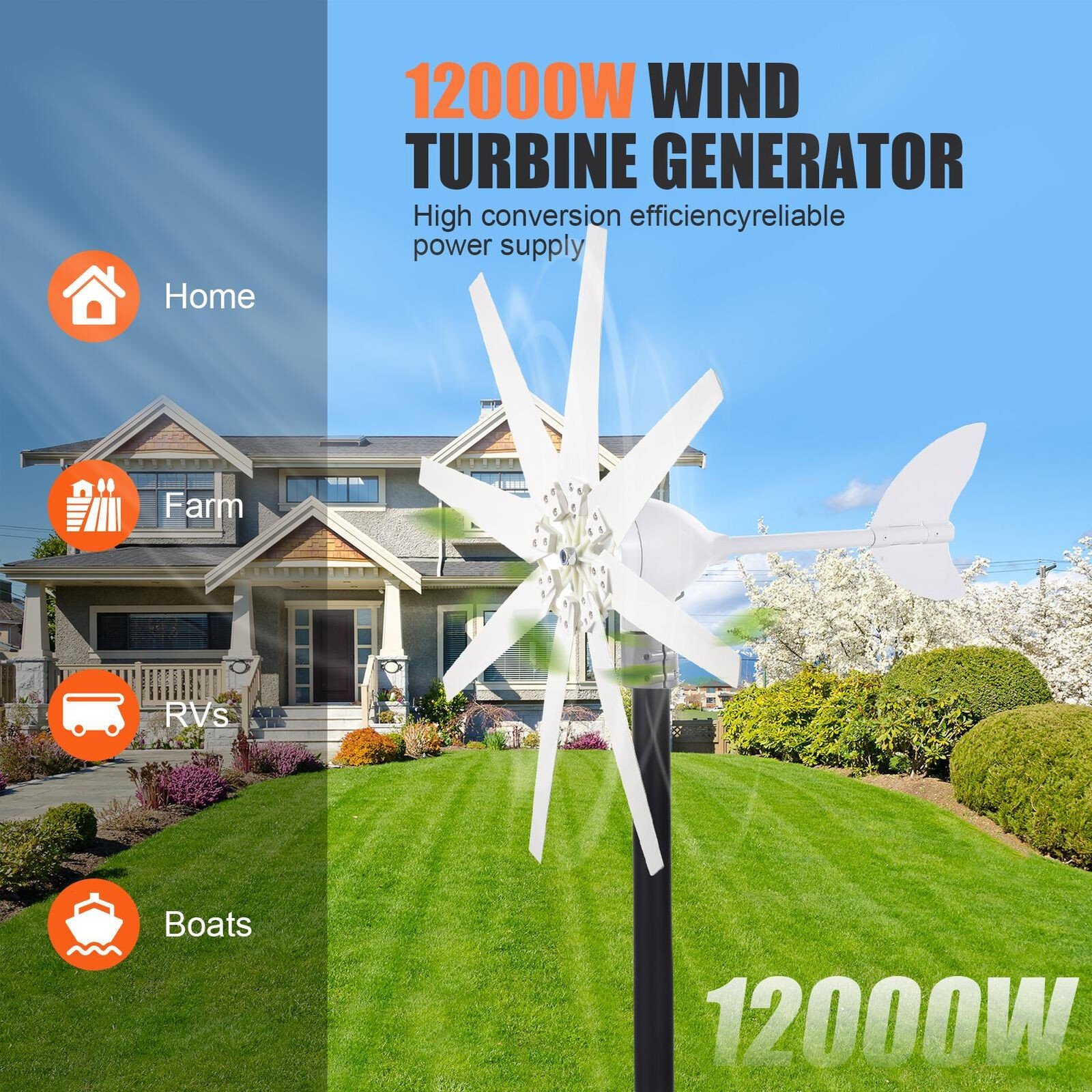12000W Home Wind Turbine Generator Kit