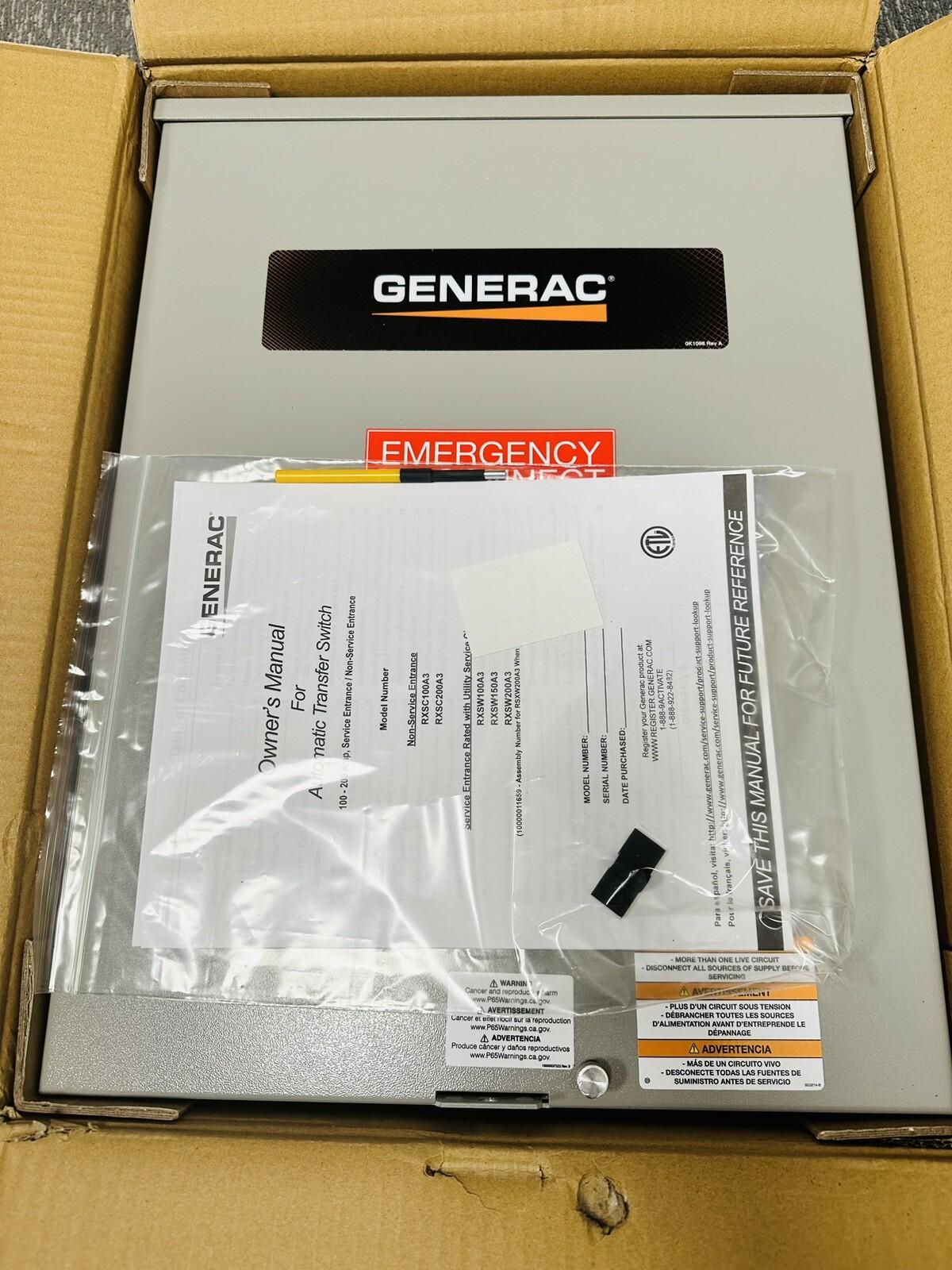 Generac RXSC100A3 Smart Transfer Switch 100-Amp