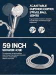 Cobbe All Metal Shower Head with Handheld – Solid Stainless Steel 3-Mode High Pressure Showerhead, Detachable Wand with 59" Hose & Adjustable Bracket Water Saving Eco-Flow