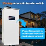BZYOUYI 200 Amp Single Phase Automatic Transfer Switch w/Power Management Replacement for Generac RXSW200A3, NEMA 3R Aluminum Enclosure for Indoor and Outdoor Use