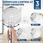 Cobbe All Metal Shower Head with Handheld – Solid Stainless Steel 3-Mode High Pressure Showerhead, Detachable Wand with 59" Hose & Adjustable Bracket Water Saving Eco-Flow