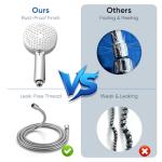 Cobbe All Metal Shower Head with Handheld – Solid Stainless Steel 3-Mode High Pressure Showerhead, Detachable Wand with 59" Hose & Adjustable Bracket Water Saving Eco-Flow