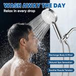 Cobbe All Metal Shower Head with Handheld – Solid Stainless Steel 3-Mode High Pressure Showerhead, Detachable Wand with 59" Hose & Adjustable Bracket Water Saving Eco-Flow