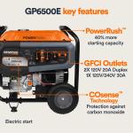 Generac GP6500 Portable Gas Generator - 6500 Watts