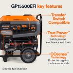 Generac 7705 GP15500EFI Electric Start Portable Generator