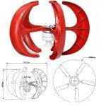 JEZILY 6000W Vertical Wind Turbines Generator Wind Turbine Generator Kits Lantern 5 Blades Kit, Permanent Magnet Generator Wind Turbine 48V 24V 12V with MPPT Controller for Home Boat Camping (24V)