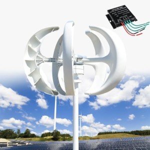 12000W Wind Turbine 12V/24V/48V/110V/220V 5 Blade Wind Vertical Generator 3 Phase AC Permanent Magnet Generator Wind Turbine Kit with Controller, for Home/Terrace/Chalet/Motor Home,White48V