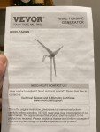 500W Vevor Home Wind Turbine System