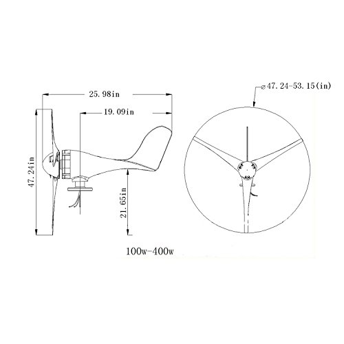 MarsRock Small Wind Turbine Generator 300W 24V