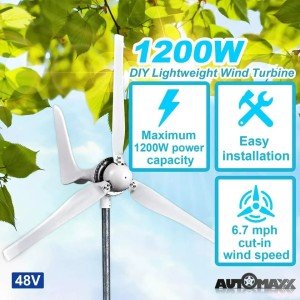 1200W 48V Wind Turbine Generator with 3 Blades