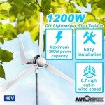 1200W 48V Wind Turbine Generator with 3 Blades