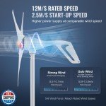 VEVOR 500W 3-Blade Wind Turbine Generator
