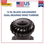 12" Black Dual-Bearing Wind Turbine with Bracing