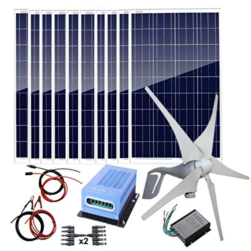 1400W Wind Solar Power System: 10x 100W Panels + 400W Turbine