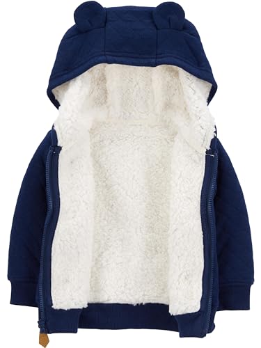 Carter's Baby Hooded Sweater Jacket, Navy Sherpa Lining