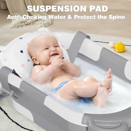 Collapsible Baby Bathtub with Thermometer & Cushion