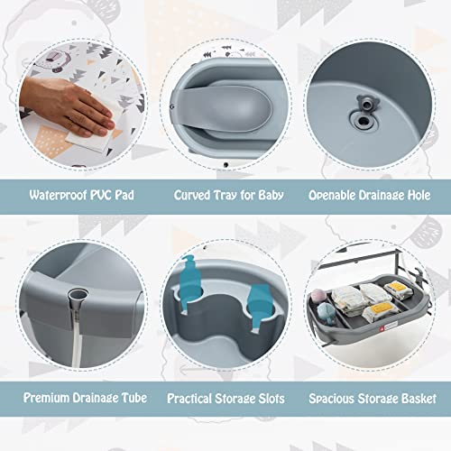 Foldable Baby Bathtub and Changing Table Combo
