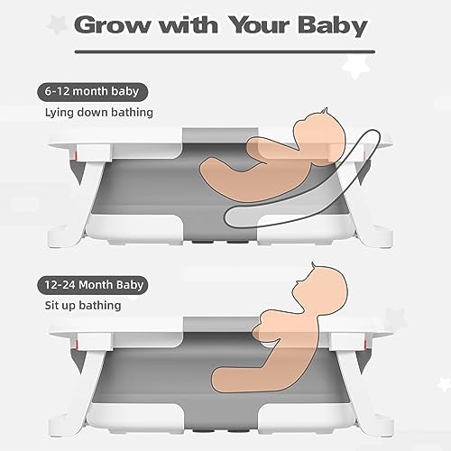 Napei Portable Collapsible Baby Bathtub with Cushion