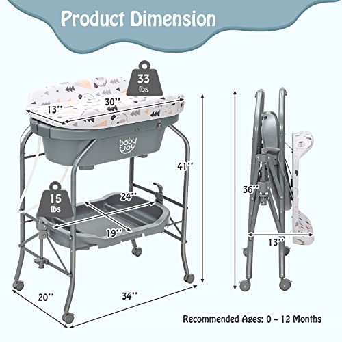 Foldable Baby Bathtub and Changing Table Combo