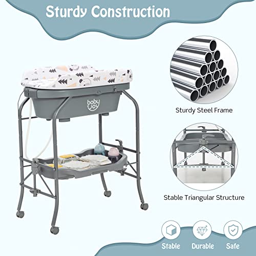 Foldable Baby Bathtub and Changing Table Combo
