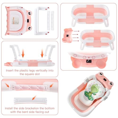 Portable Foldable Baby Bathtub with Cushion & Thermometer